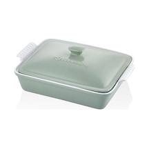 Rossalını Lıfe Büyük Dikdörtgen Kapaklı Yeşil Fırın Kabı 38x23x8,5 Cm Yeşil