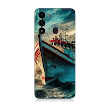 Tecno Spark 8c Uyumlu Dalgalarla Savaşan Gemi Desenli Silikon Kılıf Çok Renkli