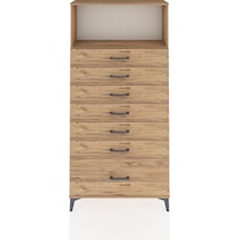 Arges Dolap Tek Raflı 7 Çekmeceli 88x30x182 Çam-çam Çam