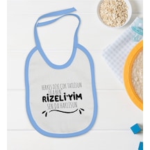 BK Kids Rizeliyim Tasarımlı Mavi Bebek Mama Önlüğü-1