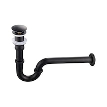 Boheme S Tipi Bas-çek Paslanmaz Lavabo Sifonu Siyah Siyah