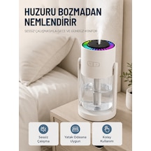 Taşınabilir Hava Nemlendirici Led Işıklı Şeffaf Hazneli Ev Ofis Yatak Odası Nemlendirme Cihazı Altın - Çok Renkli