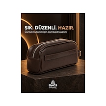 Bags Prime Erkek El Çantası Fermuarlı Çok Bölmeli Portföy Ve Kişisel Bakım Çantası - Kahverengi