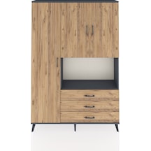 Arges Dolap 6 Raflı 3 Çekmeceli 3 Kapaklı 132x30x195 Antrasit-çam/çam Atlas Çam/atlas Çam
