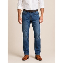 73456-73604 Erkek Regular Fit Mid Rise Mid Leg Denim Pantolon 73456-73604 Açık Mavi