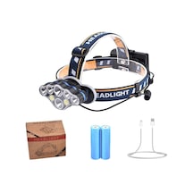 PS-888 Güçlü USB Şarj Edilebilir Profesyonel 8 Modlu 6000 Lümen 8 LED Su Geçirmez Kafa Lambası Siyah