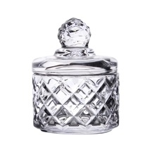 Lüx Kristal Mini Cam Şekerlik & Cam Lokumluk, Kesme Cam Lüx Şekerlik 7.5cm 9.2cm - 06641 Açık Kahverengi