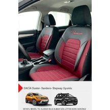 Premium Serisi Lüks Keten Oto Koltuk Kılıfı Dacia Sandero-stepway-duster Uyumlu Bordo