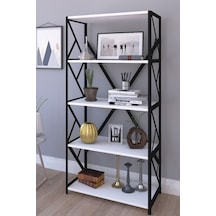 5 Raflı Metal Kitaplık Dayanıklı, Şık Ve Çok Amaçlı Depolama Ünitesi , Ofis, Dekorasyon,kitap 180 Cm Beyaz