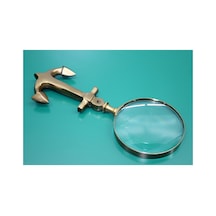 1 Adet Çapalı Pirinç Büyüteç 7682a 25 X 10 Cm Çapalı Tasarım Brass Magnifier