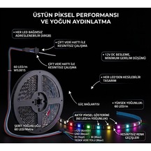 12 Volt 10 Mm 60 Ledli Ws2815 Pixel Adreslenebilir İç Mekan 5 Metre Siyah Zemin Şerit Led