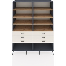 Kronos Gardrop 8 Raflı 6 Çekmeceli 176x59x221 Antrasit-çam/aytaşı Çam/aytaşı