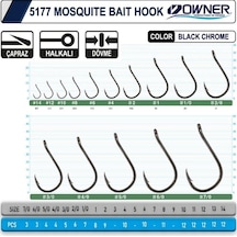Owner 5177 Mosquito Hook Black Chrome Sinek İğne - Standart