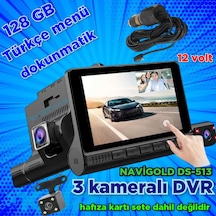 4inç Dokunmatik 3 Kameralı Araç İçi Dvr 128 Gb 12 Volt