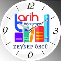 Kişiye Özel Tarih Öğretmeni Çap 30cm Sessiz Akar Bombeli Gerçek Cam Duvar Saati Çok Renkli