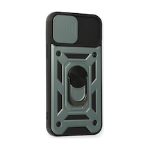 Apple iPhone  Uyumlu  12 Pro Kılıf Pars Lens Yüzüklü Silikon - Yeşil