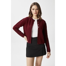 Ritnice Kadın Nina Bisiklet Yaka Bordo Basic Hırka Bordo