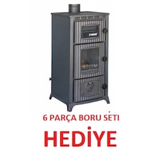 Rekor Lima Tuğlalı Döküm Şömine Kuzine Fırınlı Camlı Uyuyan Soba Döküm