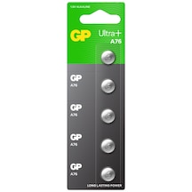 GP Batteries A76 Ultra Plus LR44/A76/V13GA/AG13 Boy Alkalin Düğme Pil, 1.5 Volt, 5li Kart
