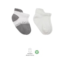 2'li Penye Sneakers Çorap Bs20105 Ekru Gri Renkli Çok Renkli