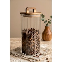 Akasya Kulplu Vakum Kapaklı Kare Çizgili Cam Kavanoz 1850 Ml - Borosilikat Bakliyat Ve Erzak Kavanozu Diğer