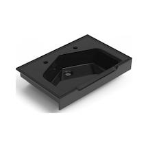 Seramik Kuaför Lavabosu 65 Cm Siyah Erkek Kare Lavabo Siyah