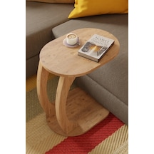 Oval Atlantik Çam C Sehpa Modern,tekerlekli Yan Sehpa Salon, Ofis, Yatak Odası Atlantik Çam
