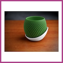 Gees Global 3d Baskı Küre Saksı - Kafes Dokulu İki Parçalı Dekoratif Saksı - Yeşil-beyaz Gbzs 37321414
