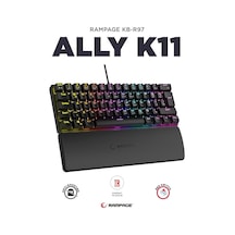 Ally K11 Mekanik Oyuncu Klavyesi, Red Switch, 12 Işık Modlu, Antighosting, Bilek Destekli, Siyah