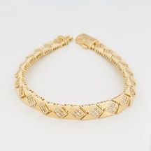 14 Ayar Altın Baklava Desenli Taşlı Tasarım Bileklik