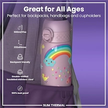 İnce Su Termosu - Unicorn - 500 Ml - Sızdırmaz Çok Renkli
