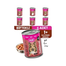 Hobi Hobidog Biftekli Yetişkin Köpek Konservesi 400 Gr X 6 Adet Tam Ve Dengeli Yaş Mama