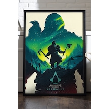 Assassin's Creed Valhalla Siyah Ahşap Çerçeveli Poster, Dekoratif Oyun Duvar Tablosu