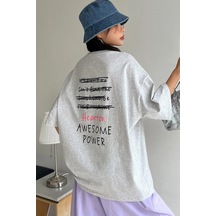 Startmore Kadın Beyaz Cosinessoversize T-shirt Gri