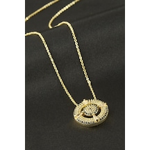 Göz - 534 - Zirkon Taşlı - Nazblsmm - Kolye Sarı Metal
