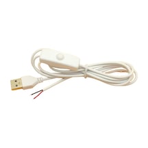 2 Amper Swich Li Usb Erkek Kablo 1 Metre Anahtarlı Açık Uçlu Beyaz Usb Kablo