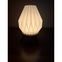 Geometrik Tasarım Tealight Mumluk- Mini Masa Lambası Beyaz -  Siyah