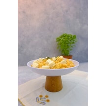 Macaroni Ahşap Ayaklı 22,5 Cm Melamin Servis Tabağı, Çukur Sunum