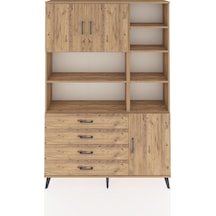 Arges Dolap 9 Raflı 4 Çekmeceli 3 Kapaklı 132x30x195 Çam-çam/çam Çam