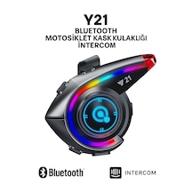 Y21 Bluetooth Motosiklet Kask Kulaklığı Led Işıklı İntercom