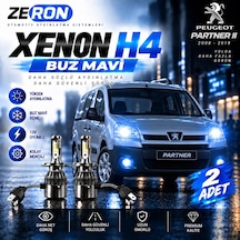 Peugeot Partner Xenon H4 Buz Mavi Led Far Ampulü 12v - 2 Adet Yüksek Aydınlatma Kolay Montaj