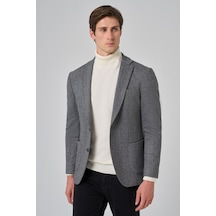 Morven Erkek Füme Örme Trend Desenli Slim Fit Mono Yaka Ceket 26ms002003050 Füme