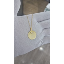 925 Ayar Papatya Silver Zirkon Taşlı Kalp Plaka Kolye.rose.gold.rodaj Gümüş