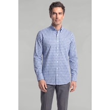 Bisse Regular Fit Pamuk Mavi Erkek Gömlek Gmeks4k242027 E35