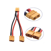 Xt60 Konnektörlü Y Tip Birleştirici Kablo 10 Cm Lipo Pil