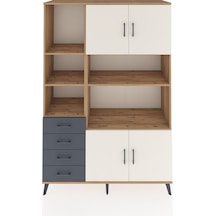 Hyperion Dolap 8 Raflı 4 Çekmeceli 4 Kapaklı 132x44x195 Çam-aytaşı/antrasit Aytası/antrasıt - Atlas Çam