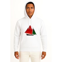 Kapüşonlu Gaza Flotilla Raid Ship To Gaz Göğüs Tasarımlı Unisex Sweatshirt Beyaz
