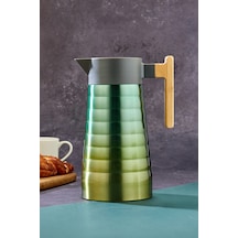 Cooker Ckr2097 2 L Çift Katmanlı Paslanmaz Çelik Termos Bambu Saplı - 12 Saat Sıcak 24 Saat Soğuk Piknik, Ofis, Otel, Kafe, Okul Sarı-turkuaz
