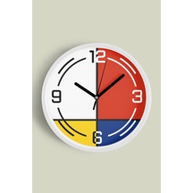 Soyut - Geometrik Temalı Modern Duvar Saati - 42cm - Önü Camlı Beyaz Kasa - Sessiz Mekanizma-jh0353 Beyaz