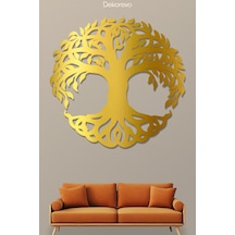 Hayat Ağacı Metal Duvar Dekoru - Metal Duvar Sanatı - Altın - 50 X 48 Cm